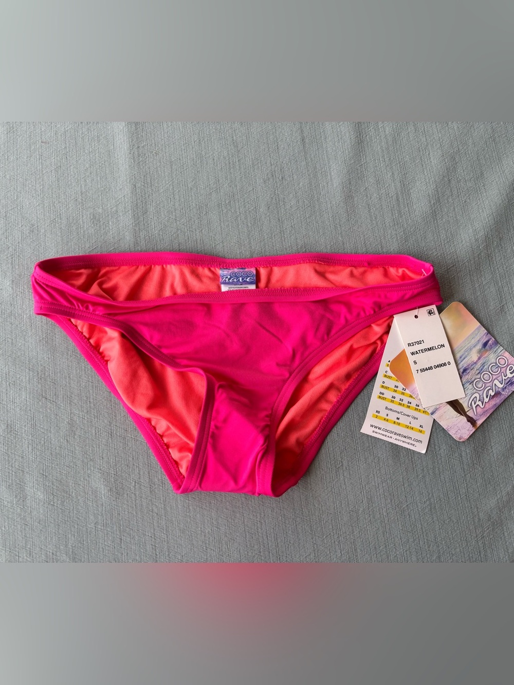 Coco Rave Neon Pink Bikini Bottom with Coral Lining